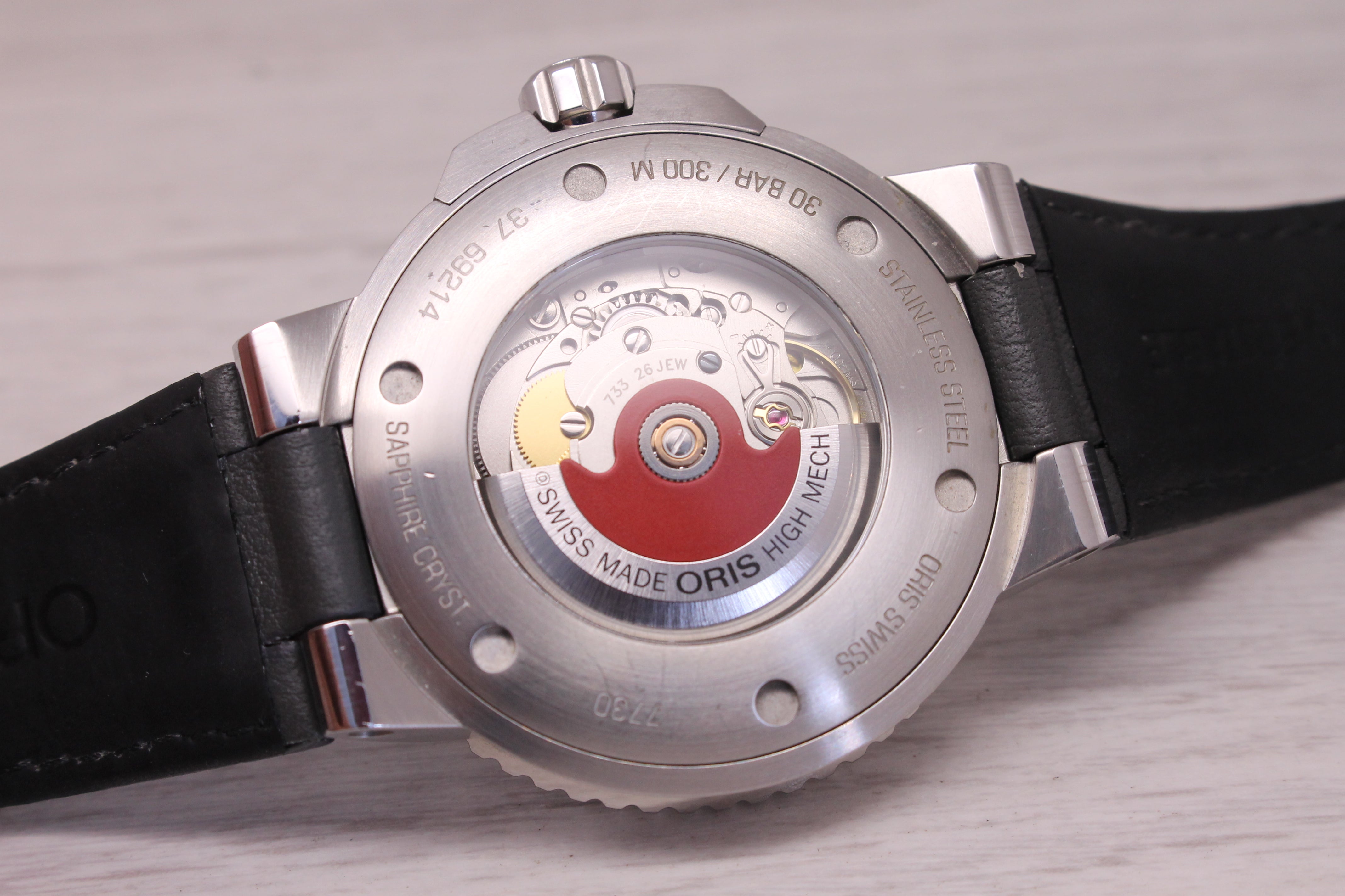 Oris Aquis Date Relief Mens 43.5mm Steel Automatic Divers Watch w/ Leather 7730