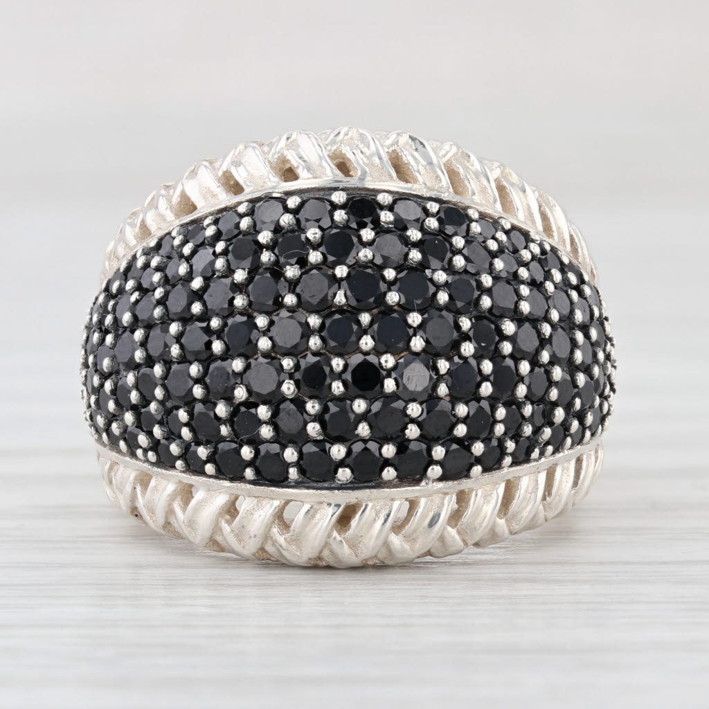 Slane & Slane Basketweave 2.40ctw Black Sapphire Ring Sterling Silver Cocktail