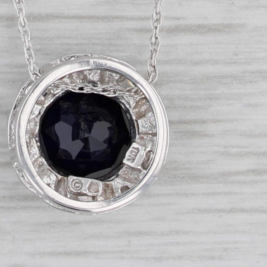 Gray 1.88ctw Lab Created Blue Sapphire Diamond Halo Pendant Necklace 10k White Gold