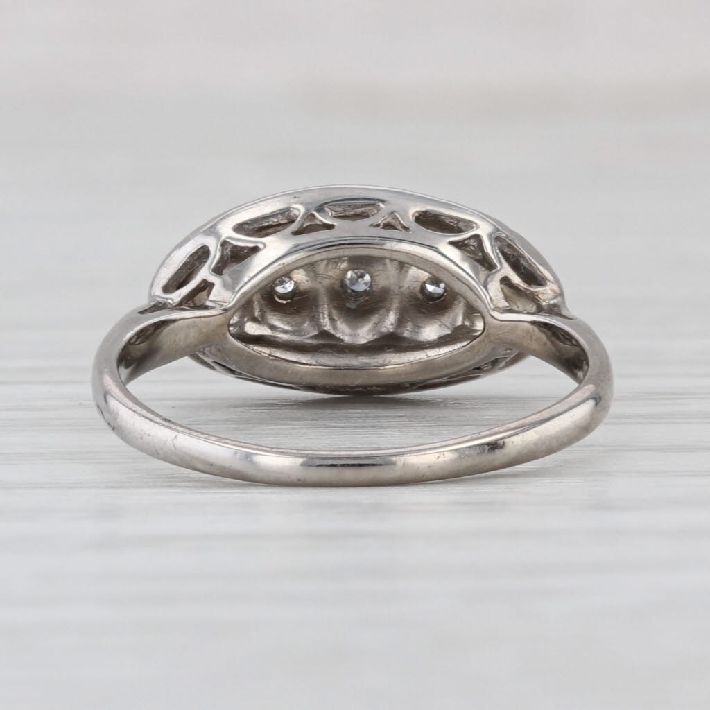 Vintage Diamond Princess Hearts Ring 10k 14k White Gold Size 6.5