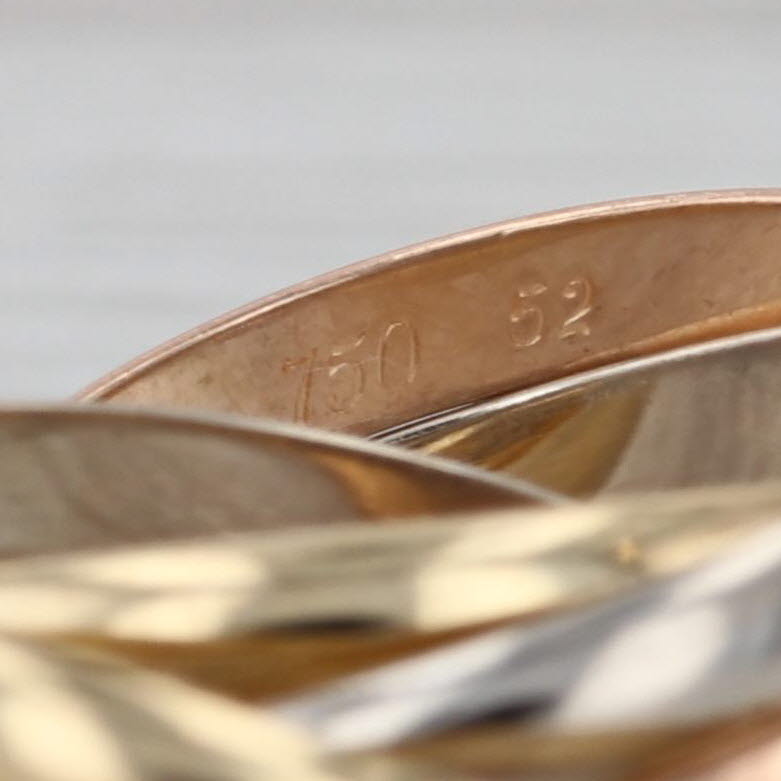 Les Must De Cartier 5 Bands Rolling Rings 18k Yellow Rose White Gold Sz 6.25 52