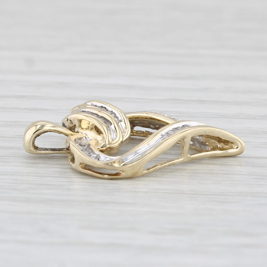 Light Gray 0.20ctw Diamond Open Heart Pendant 10k Yellow Gold Drop