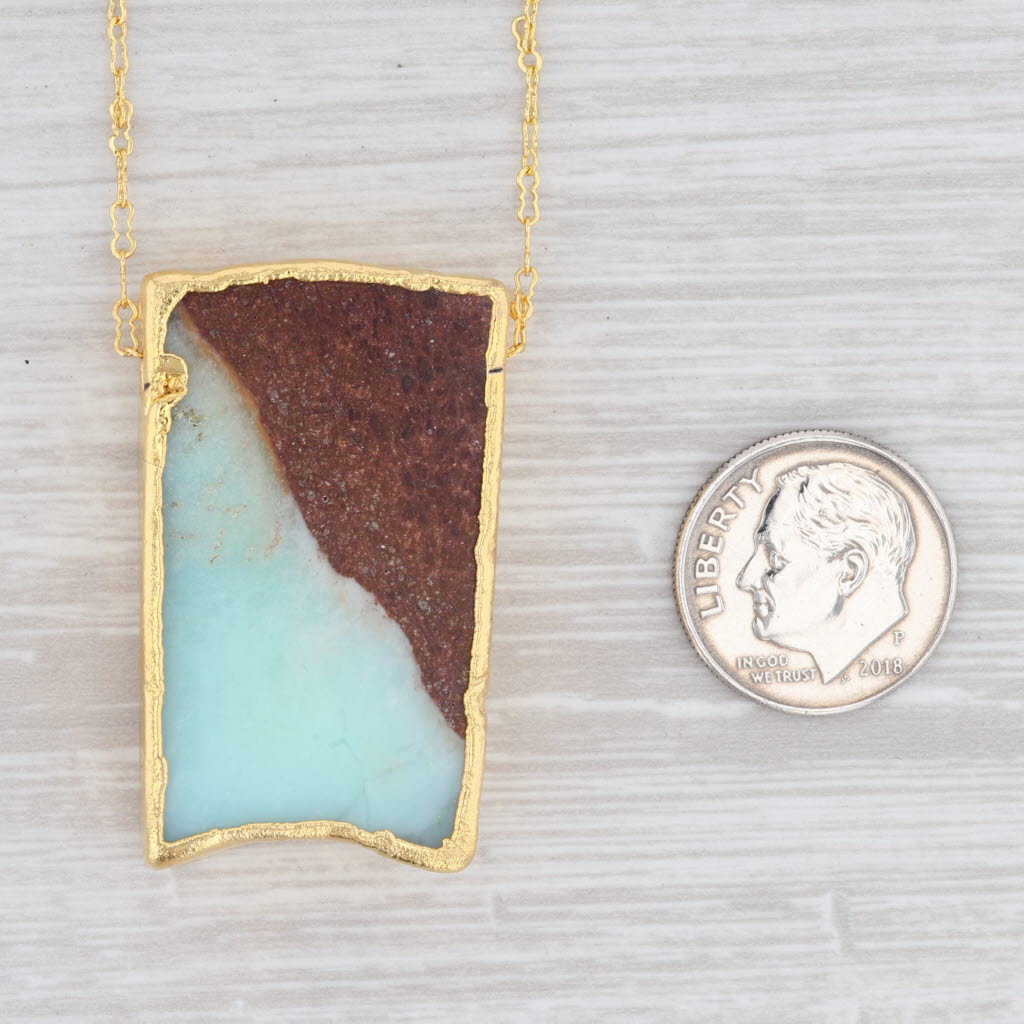 New Nina Wynn Spirit Necklace Chrysoprase Crinkle Chain Sterling Gold Vermeil