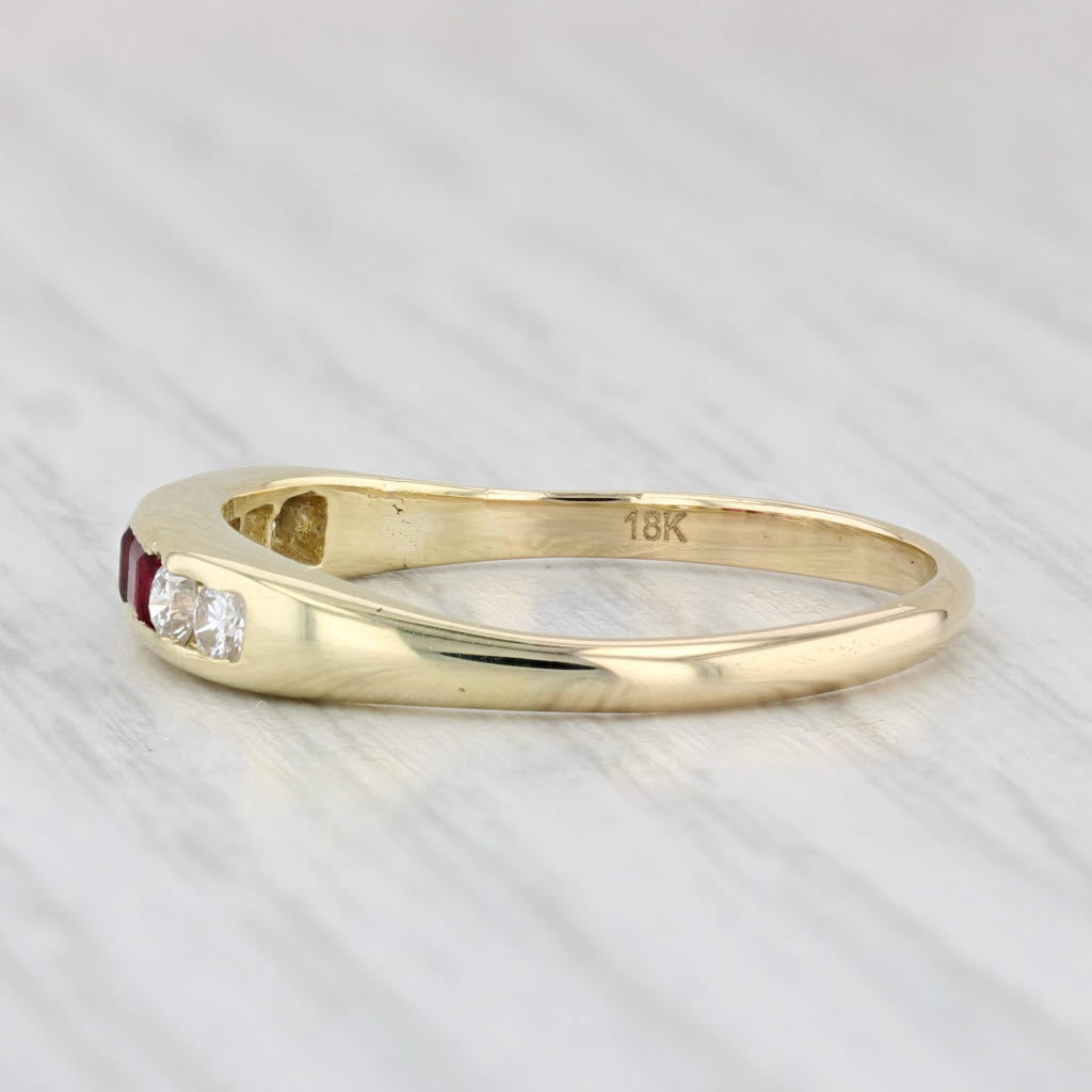 Light Gray 0.46ctw Ruby Diamond Ring 18k Yellow Gold Stackable Wedding Band Size 8.5