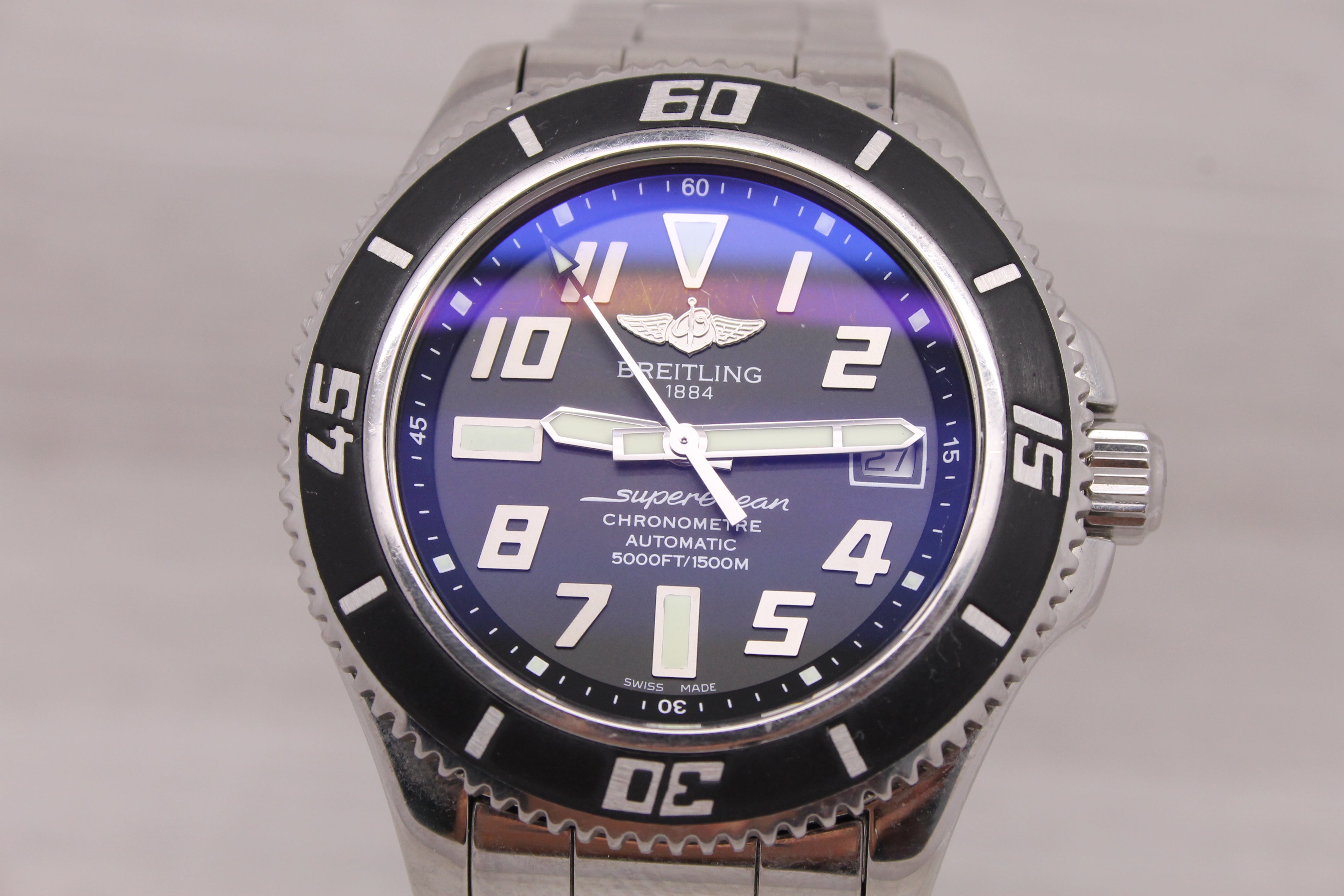 Dark Gray Breitling Super Ocean A17364 Mens 42mm Steel Automatic Divers Watch Papers Box