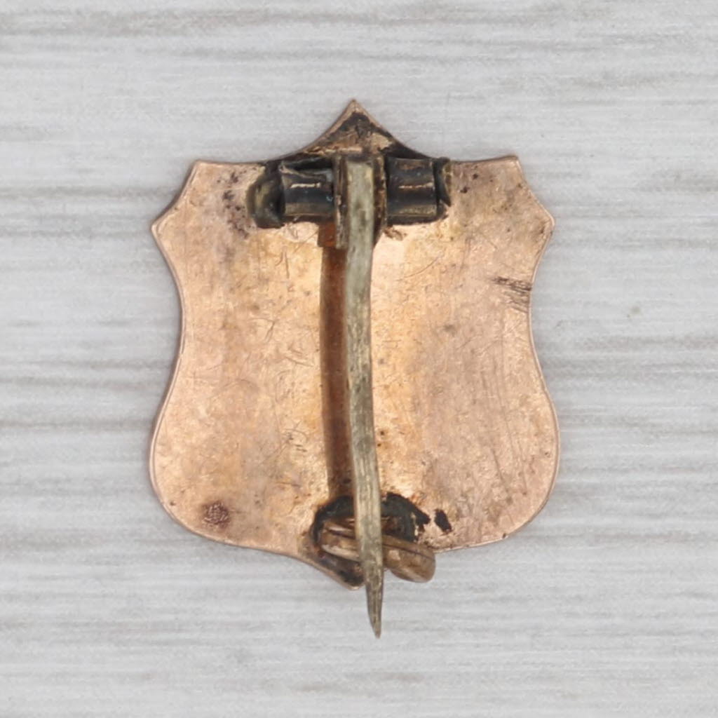 Gray Odd Fellows 3 Ring Shield Pin 10k Yellow Rose Gold 1800s Antique