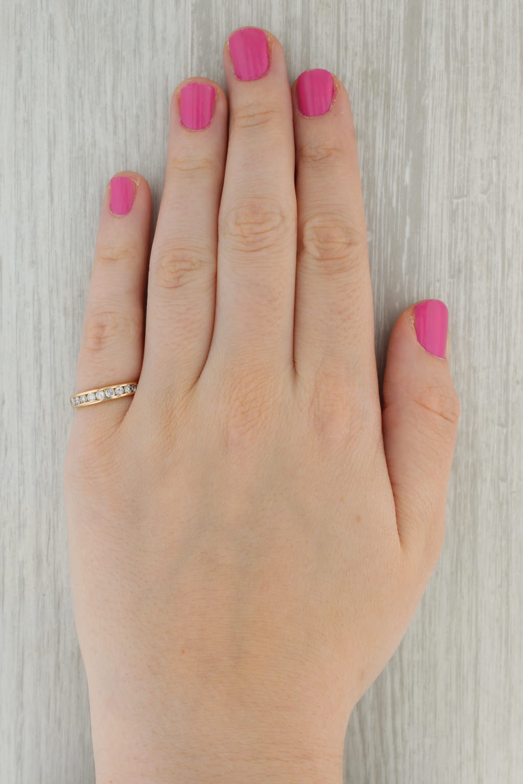 Tan 0.45ctw Damond Wedding Band 14k Yellow Gold Size 6 Stackable Ring