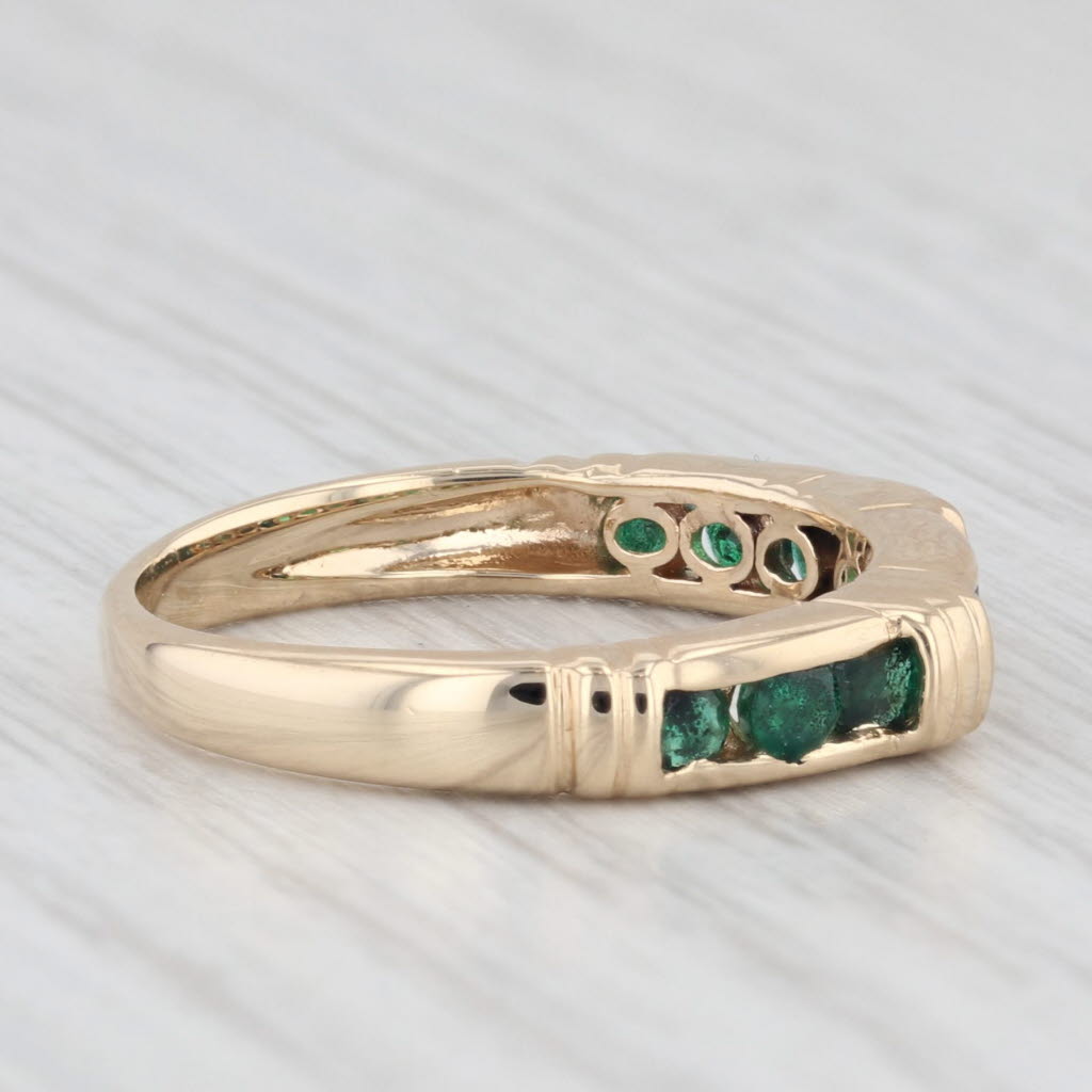 Light Gray 0.60ctw Emerald Band 14k Yellow Gold Size 7 Wedding Stackable Ring