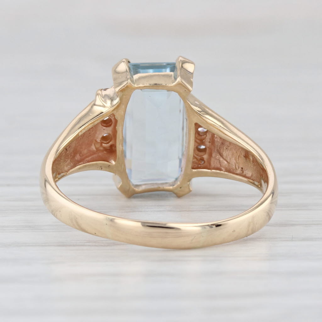 4.19ctw Blue Topaz Diamond Ring 14k Yellow Gold Size 9.5 Bypass