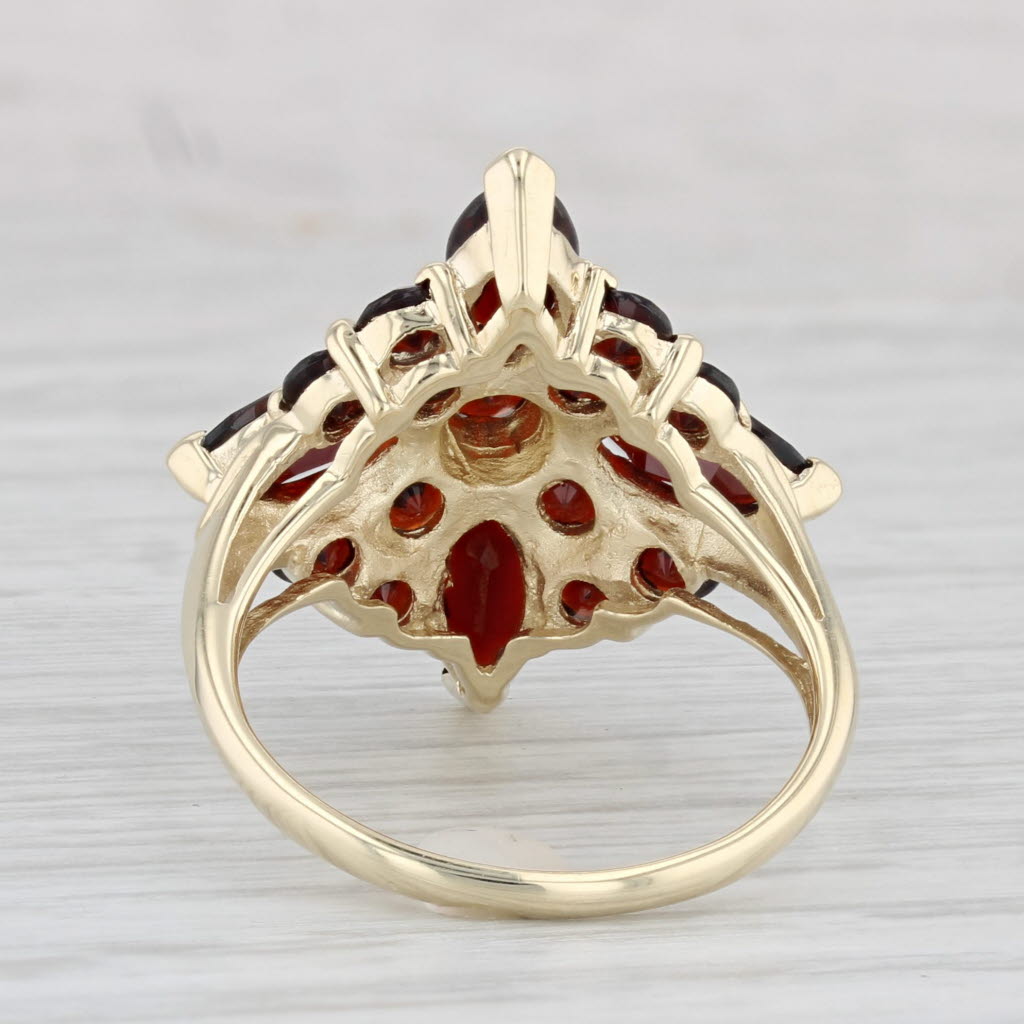 Light Gray 4.60ctw Garnet Flower Cluster Cocktail Ring 10k Yellow Gold Size 7.25