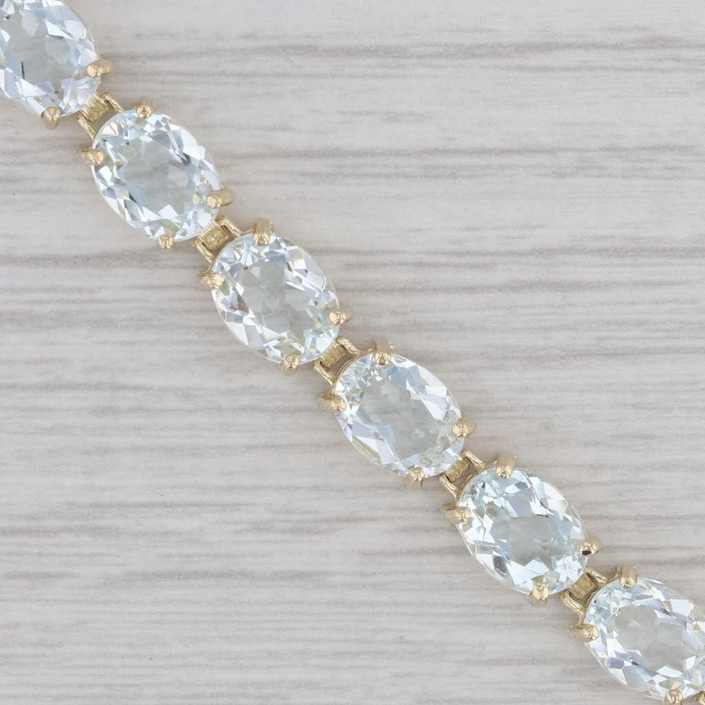 Gray 20ctw Aquamarine Tennis Bracelet 14k Yellow Gold 7" 6.2mm