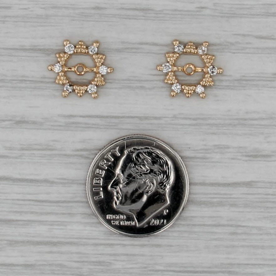0.18ctw Diamond Earring Jackets Enhancers 14k Yellow Gold for Stud Earrings