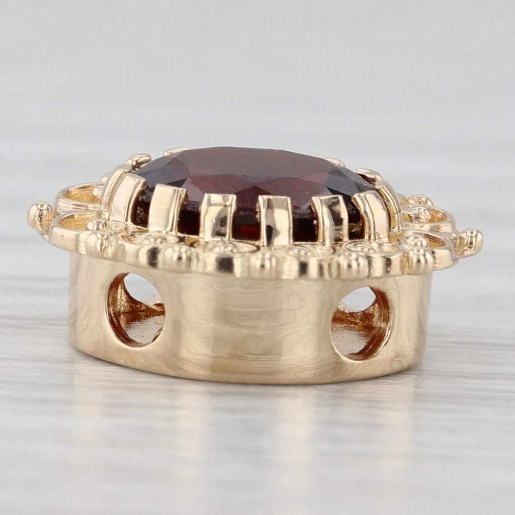 Light Gray Richard Glatter 1.5ct Oval Garnet Solitaire Slide Bracelet Charm 14k Yellow Gold