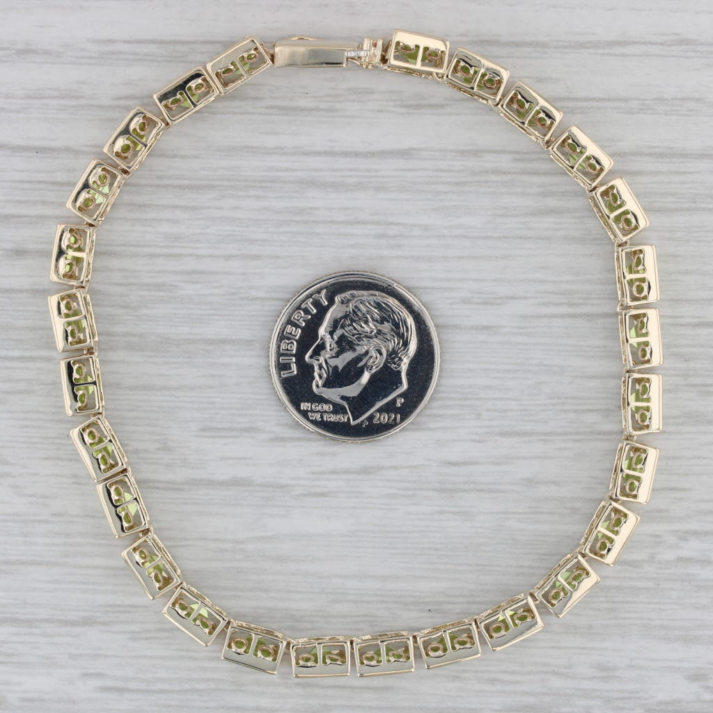 Gray 13.50ctw Peridot Tennis Bracelet 10k Yellow Gold 7.25" 6mm