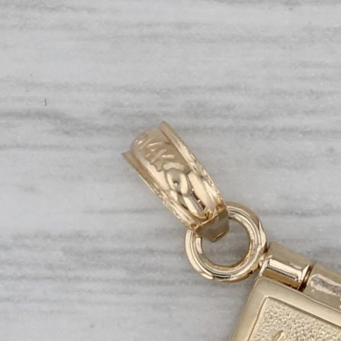 Gray Holy Bible Lord's Prayer Pendant 14k Yellow Gold Opens Engravable Ornate