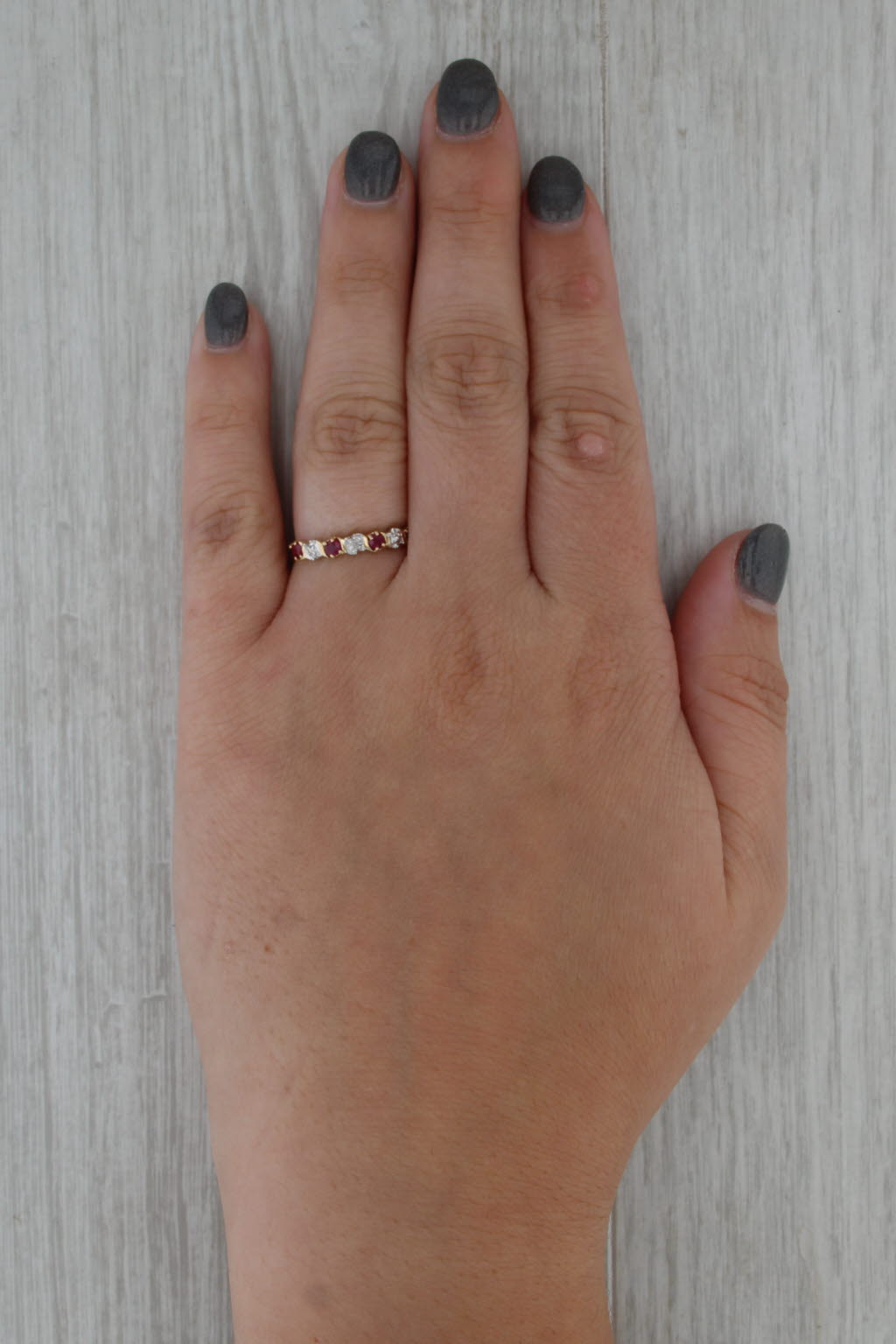 0.25ctw Ruby Diamond Stackable Ring 10k Yellow Gold Size 7