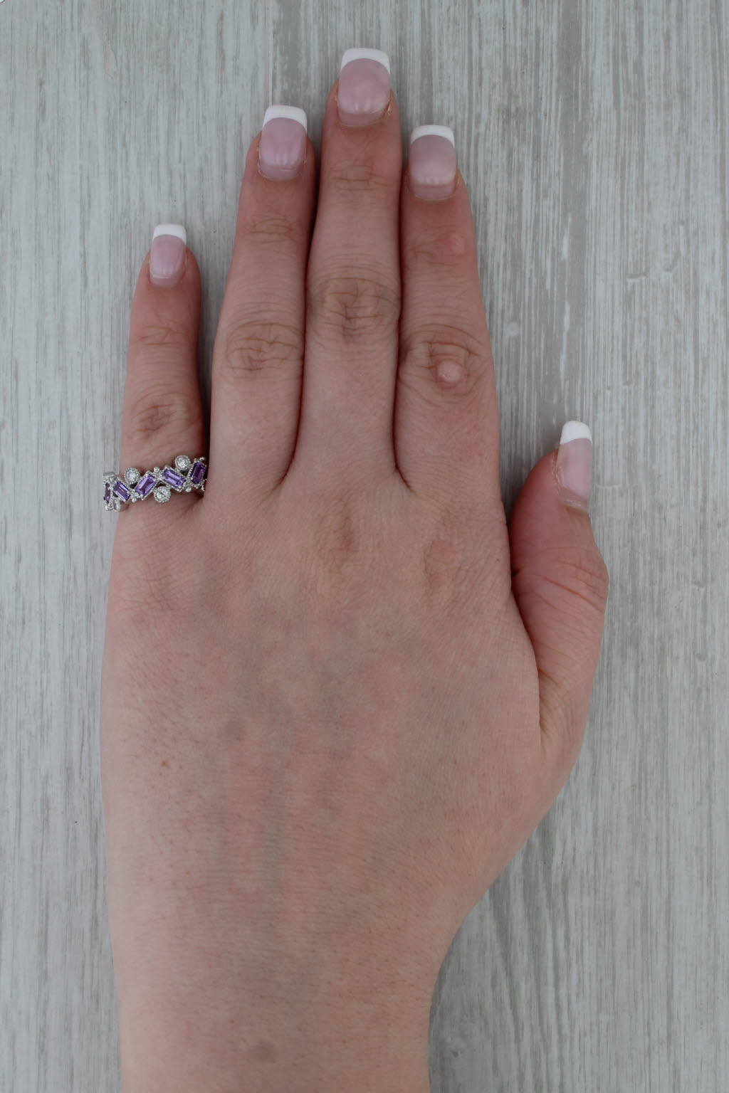1ctw Pink Sapphire Diamond Ring 14k White Gold Wedding Anniversary Band Size 6