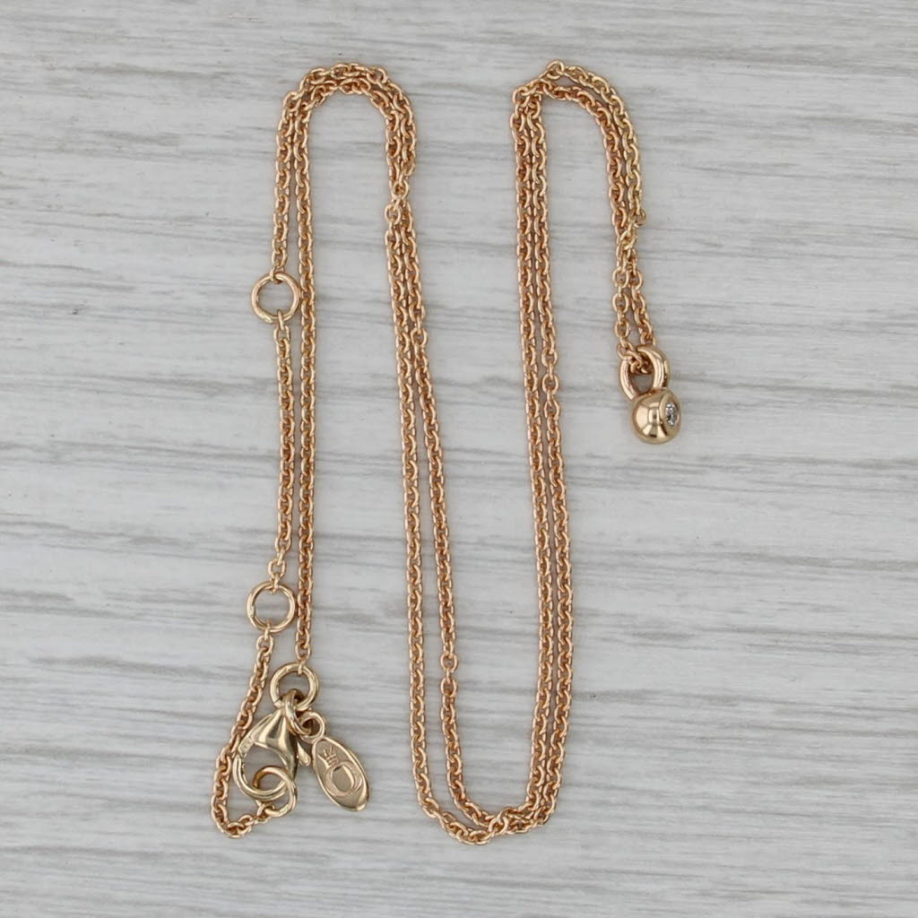Pandora Small Diamond Pendant Necklace Cable Chain 14k Yellow Gold