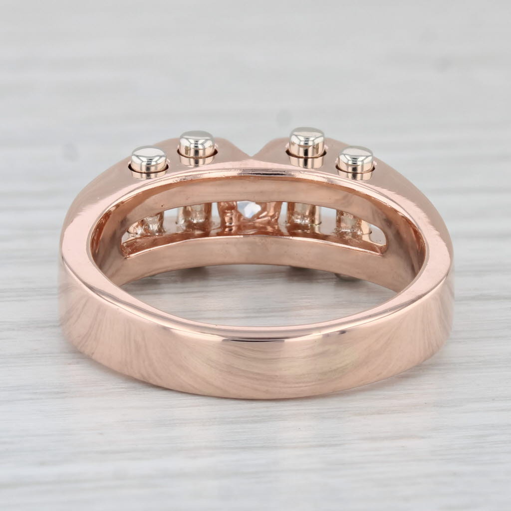 Light Gray 0.17ct Round Solitaire Diamond Ring 14k Rose Gold Size 11.5 Men's