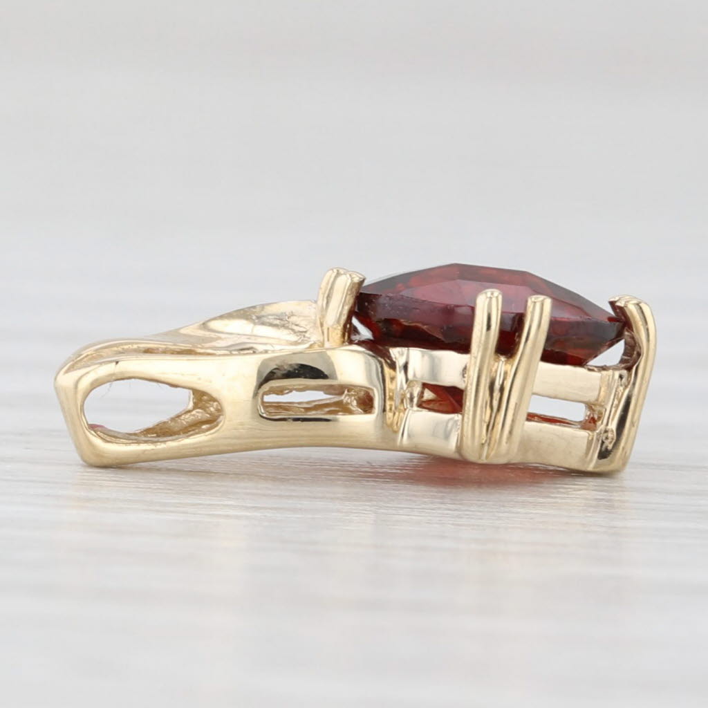 Light Gray 1.70ct Garnet Diamond Pendant 10k Yellow Gold Small Drop