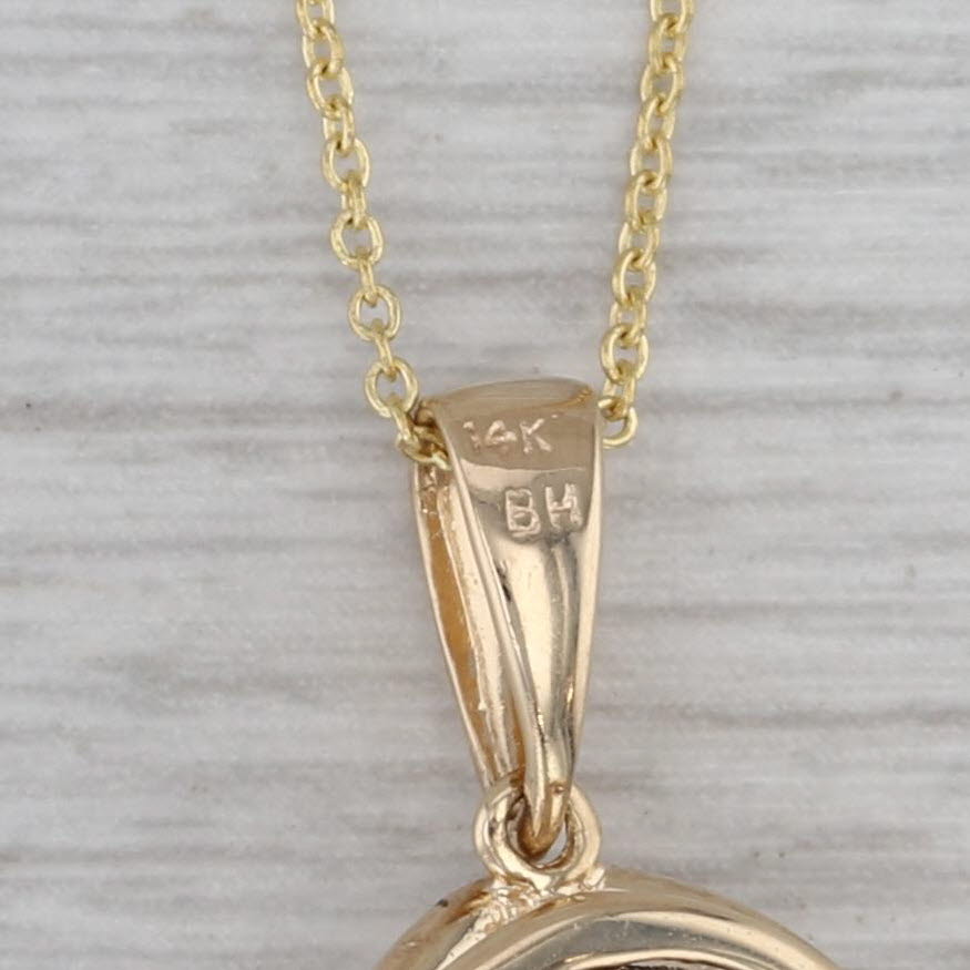 Gray Smoky Quartz Diamond Halo Pendant Necklace 14k Yellow Gold 16" Cable Chain