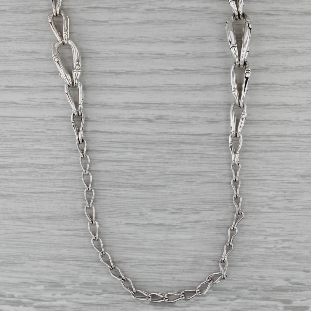 John Hardy Bamboo Station Necklace Sterling Silver Wheat Chain Statement 36"