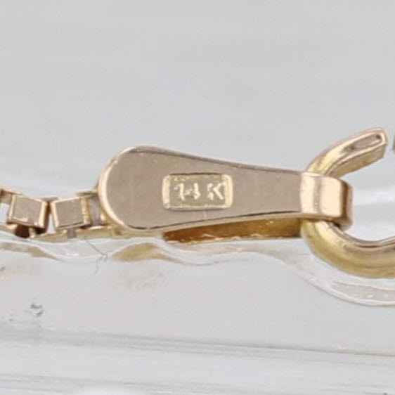 20" Bead Station Box Chain Necklace 14k Yellow Gold 2.8-1mm