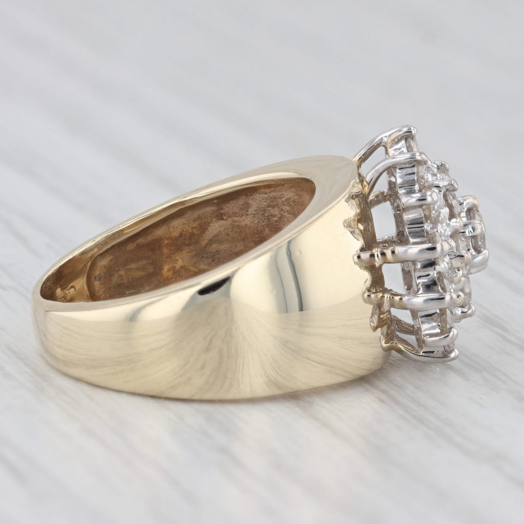 Light Gray 0.75ctw Diamond Cluster Ring 10k Yellow Gold Size 5.5 Cocktail