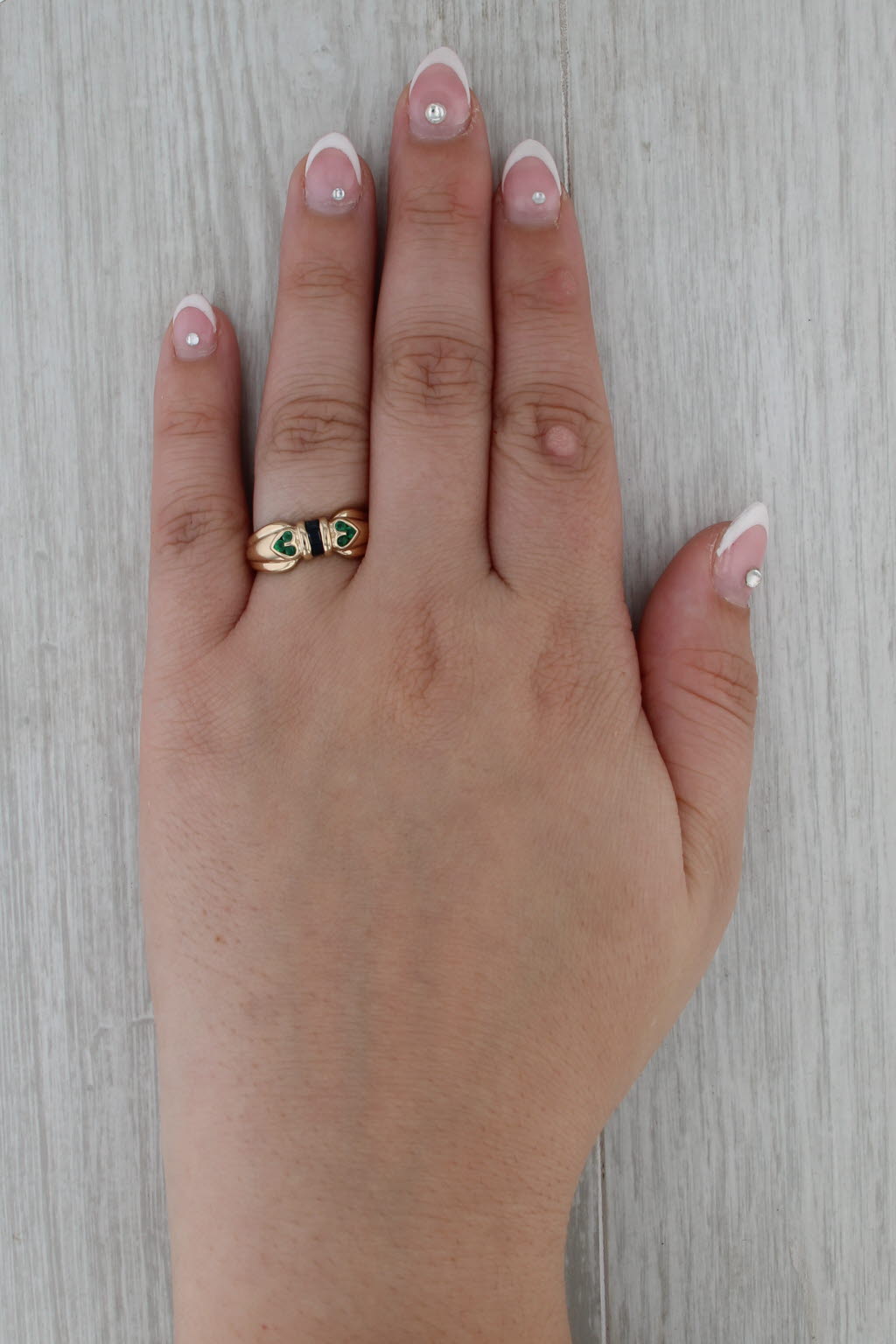 0.40ctw Sapphire Emerald Ring 14k Yellow Gold Size 7.75