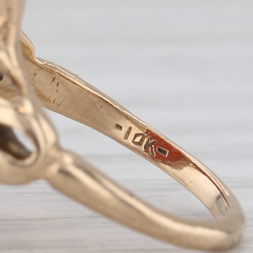 Gray Antique Carved Coral Cameo Ring 10k Yellow Gold Size 3.5