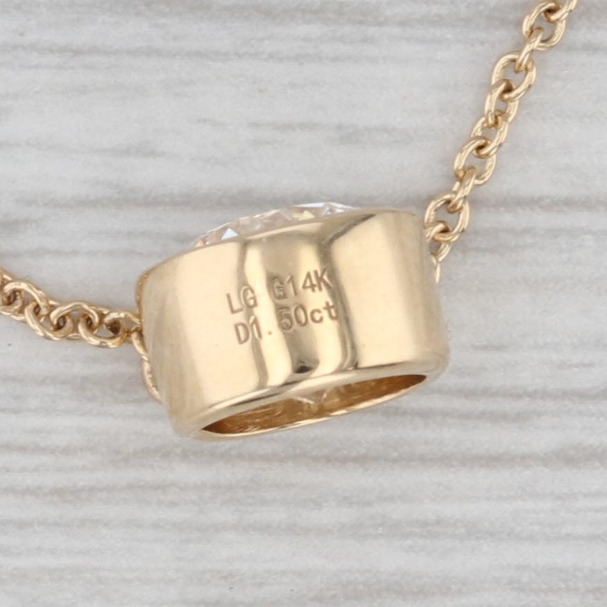 New 1.50ct Lab Grown Diamond Pendant Necklace 14k Gold 16" 18" E VS1 IGI