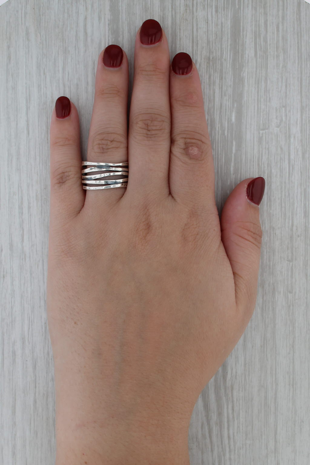 James Avery Stacked Hammered Ring Sterling Silver Size 9 Statement
