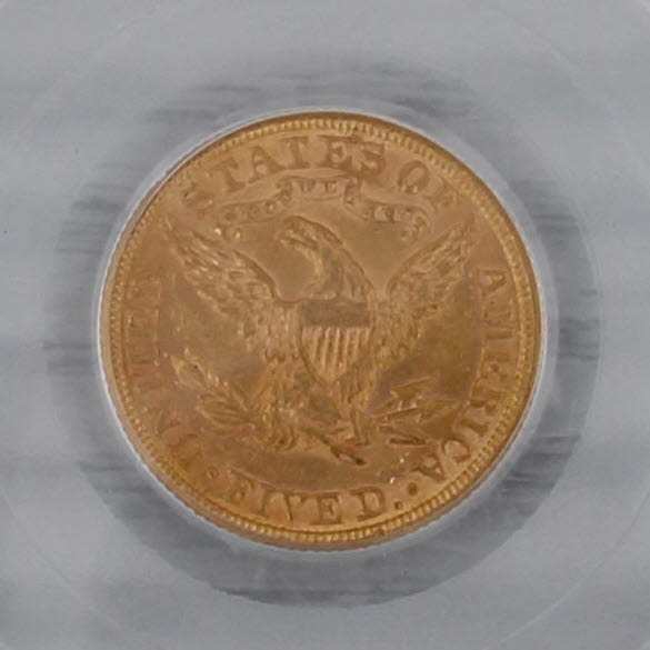1881 Liberty Fine Gold Coin US $5 Eagle AU55 PCGS Certificate Case
