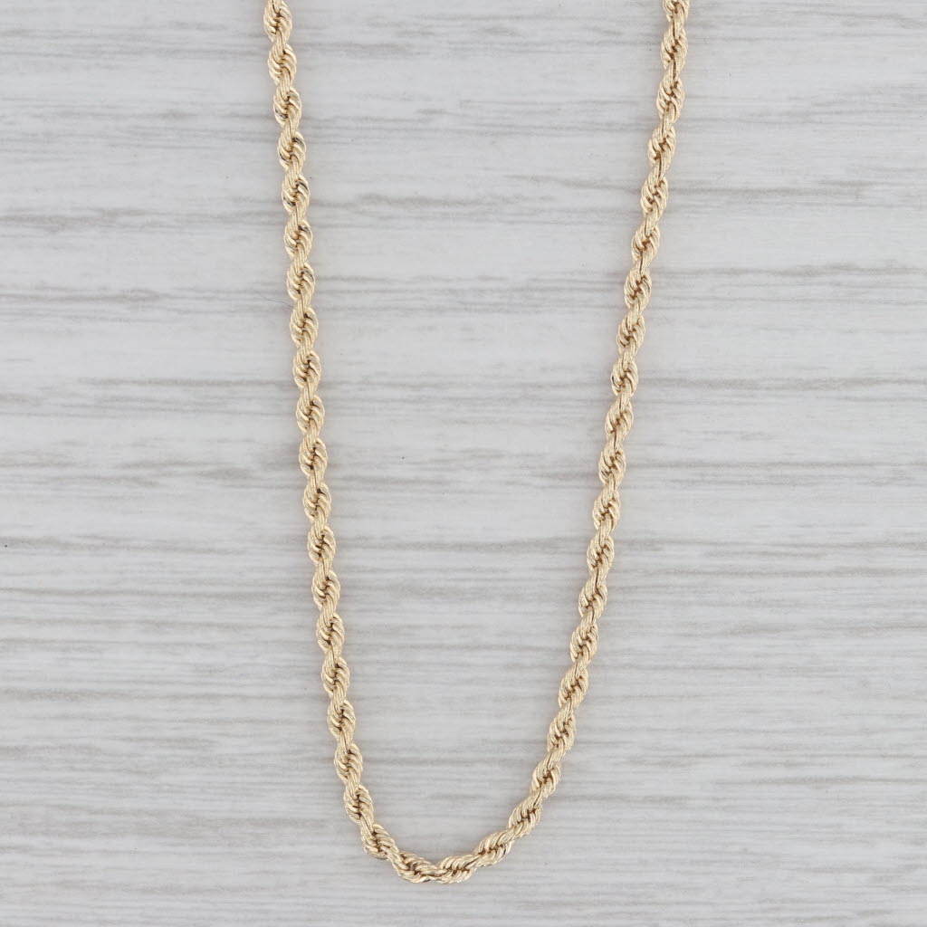 Gray 18" 2mm Rope Chain Necklace 14k Yellow Gold