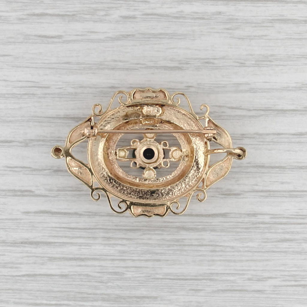 Carte Blu Demantoid Andradite Garnet Pearl Brooch Pendant 14k Gold Vintage Pin