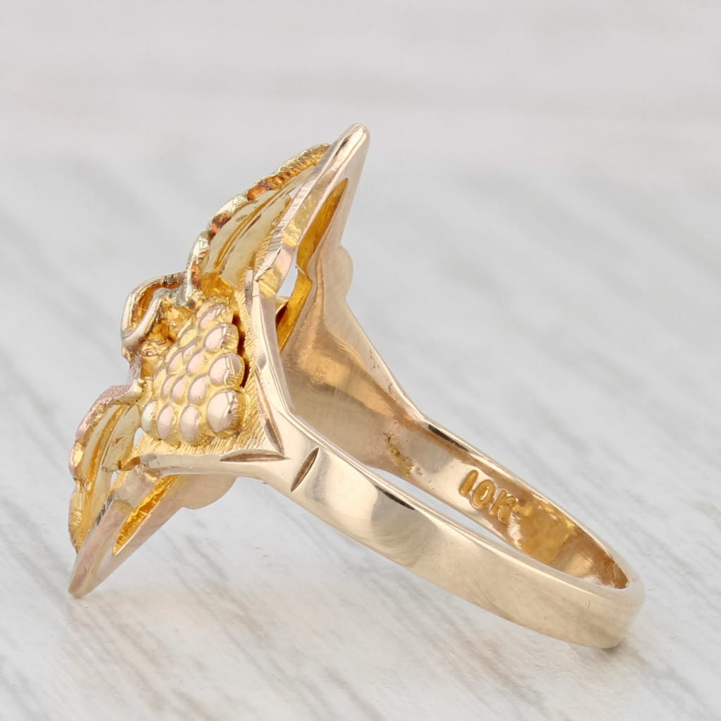 Light Gray Black Hills Gold Jewelry Co Leaf Ring 10k Yellow Green Rose Gold Size 5.5