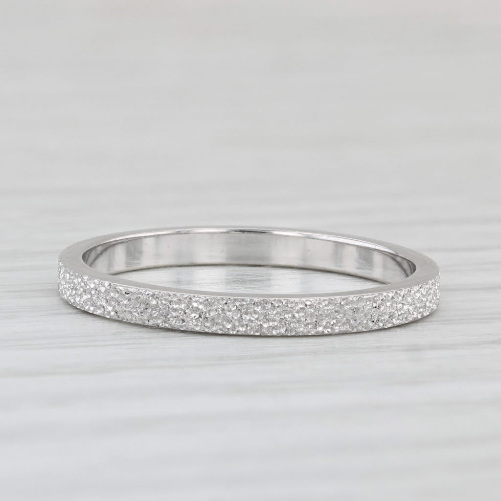 Light Gray Textured Brushed Band 14k White Gold Size 6 Wedding Stackable Ring