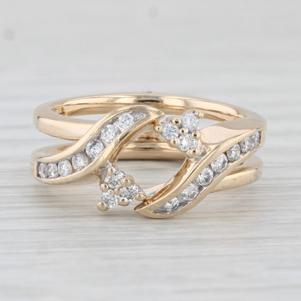 Light Gray 0.35ctw Diamond Ring Jacket Enhancer Guard 14k Gold Size 7.25 Bridal Bands Move