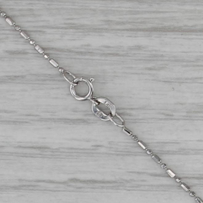 Bead Chain Necklace 14k White Gold 18" 1mm