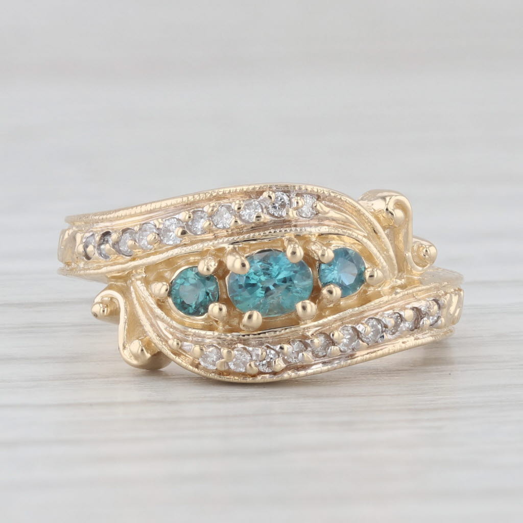 Light Gray 0.46ctw Alexandrite Diamond Ring 14k Yellow Gold Size 7 Bypass