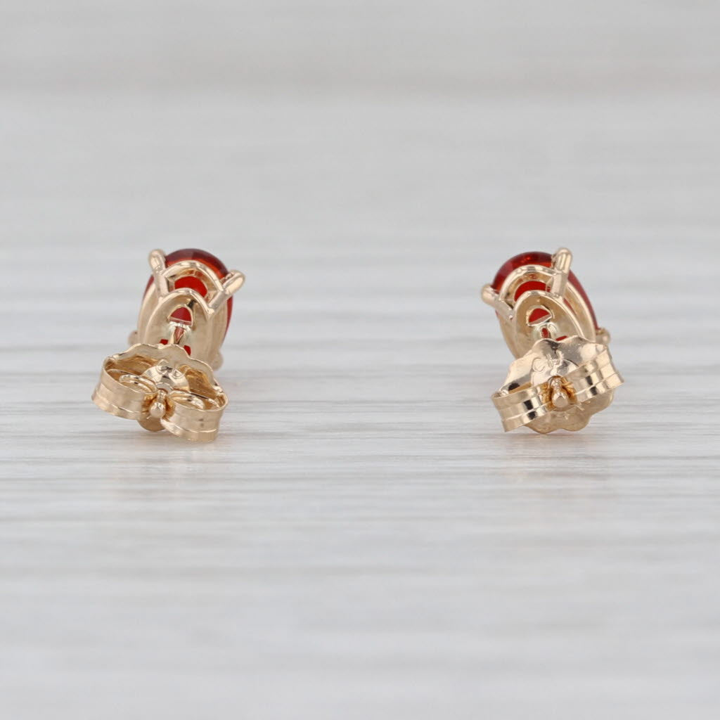 0.56ctw Fire Opal Stud Earrings 14k Yellow Gold Oval Solitaire Studs