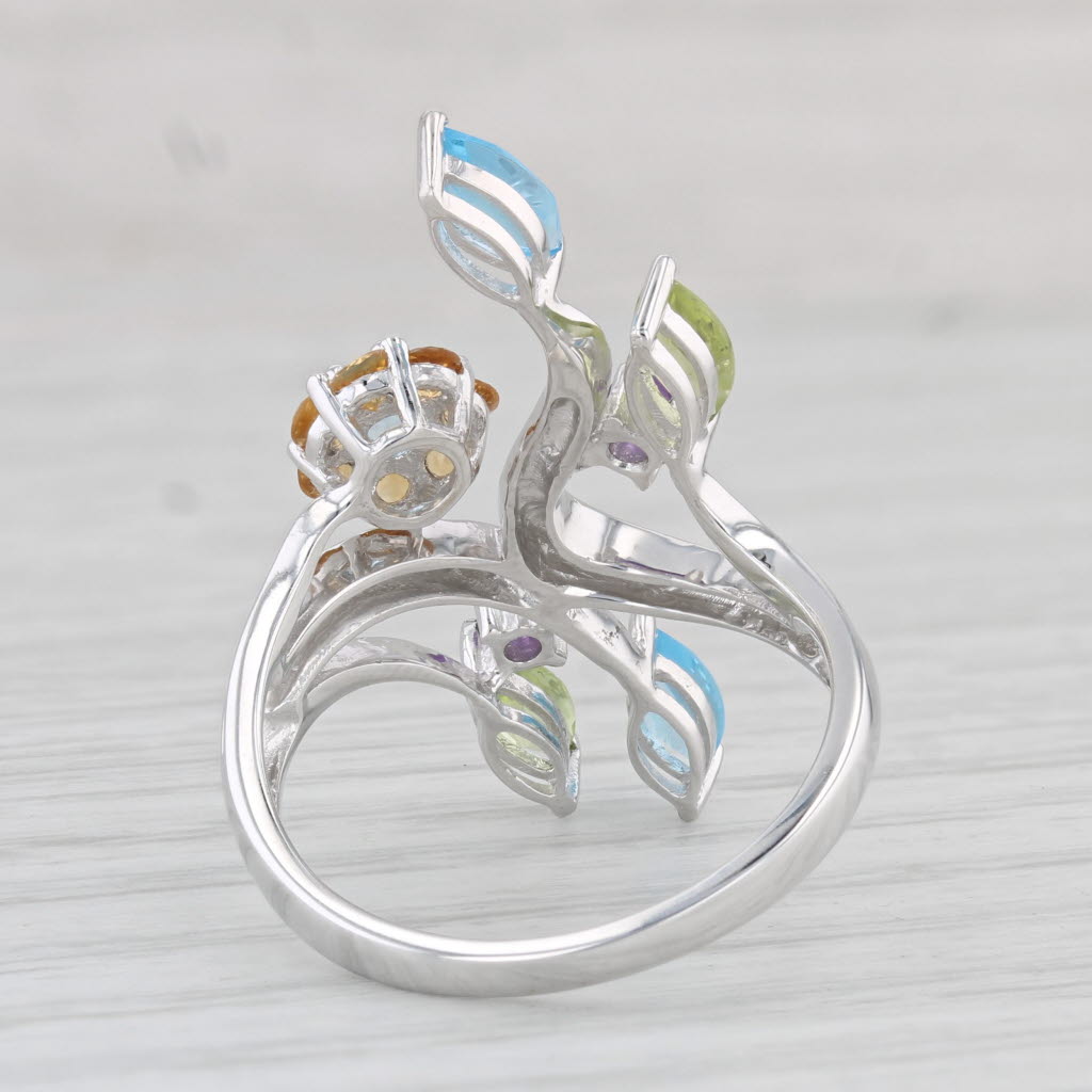 Light Gray 1.56ctw Gemstone Ring 14k White Gold Size 7.25 Amethyst Peridot Topaz Citrine