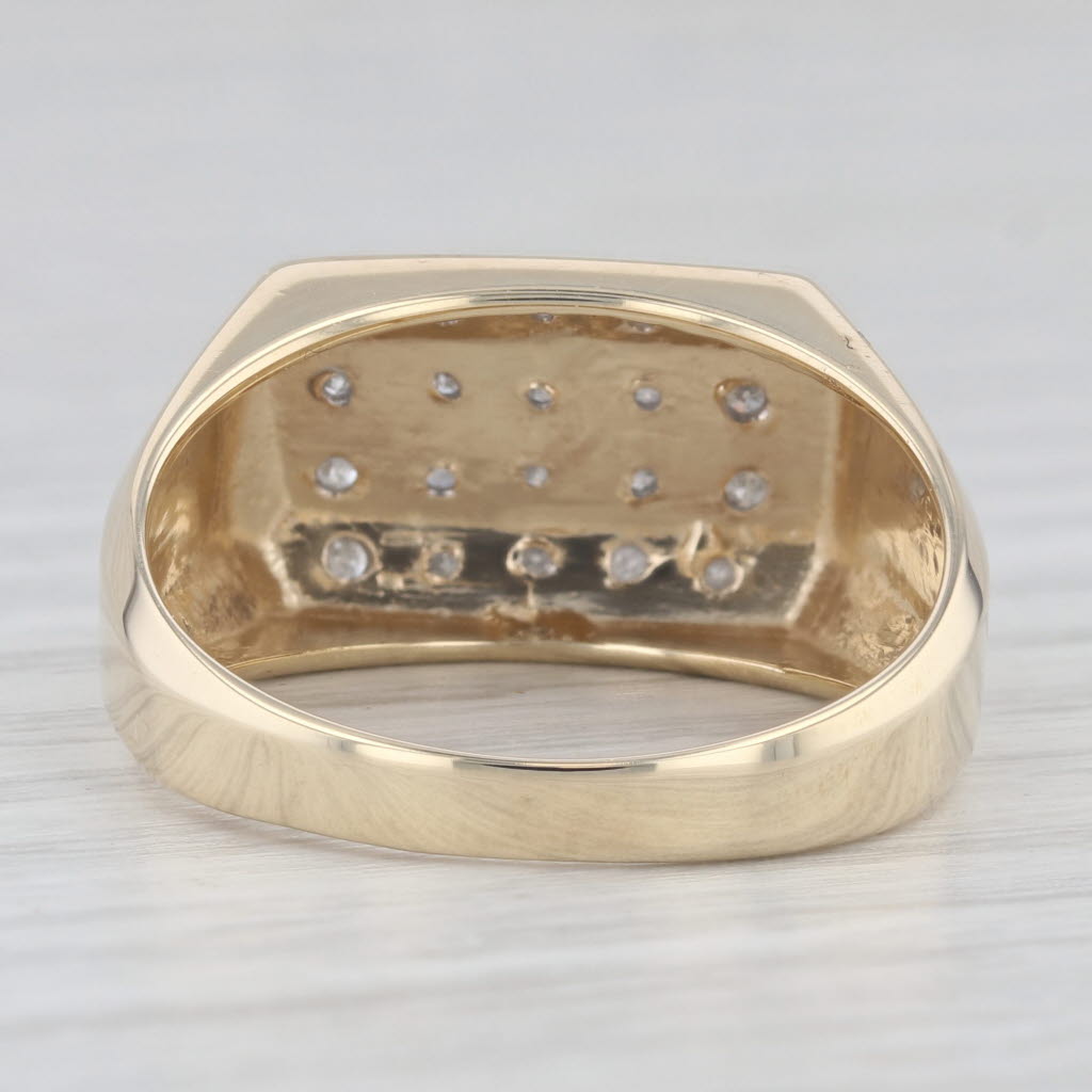 Light Gray 0.20ctw Diamond Men's Ring 10k Yellow Gold Size 10.25
