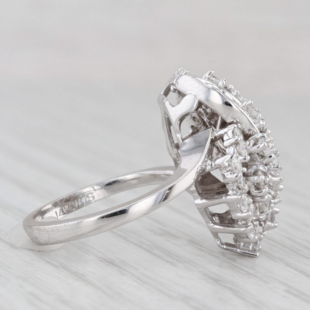 Light Gray 0.64ctw Diamond Cluster Ring 14k White Gold Size 5.75 Cluster Cocktail