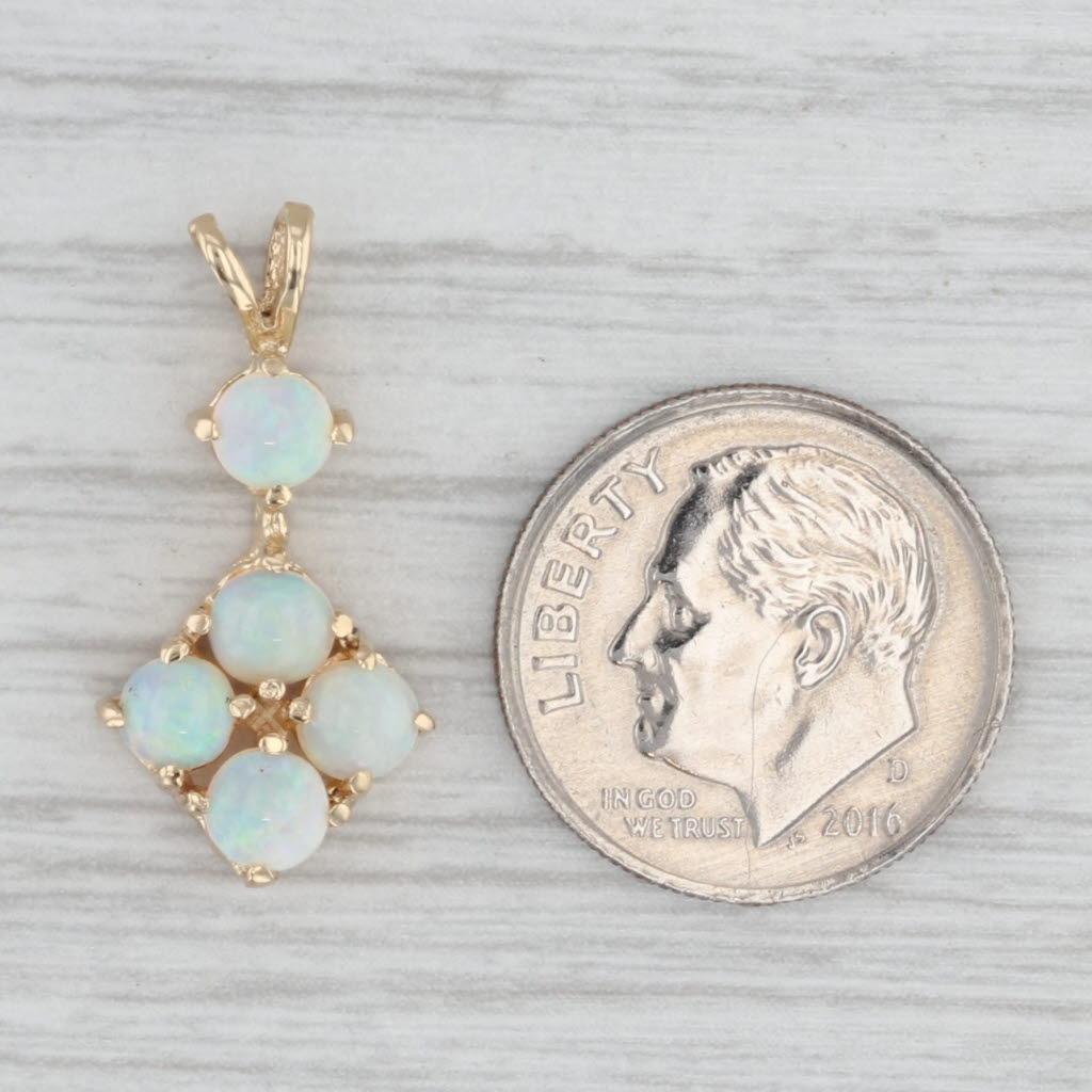 Vintage Small Opal Pendant 14k Yellow Gold Round Cabochons