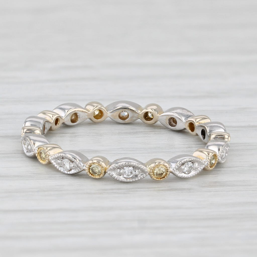 Light Gray 0.12ctw Diamond Eternity Band 18k White Yellow Gold Wedding Ring Stackable