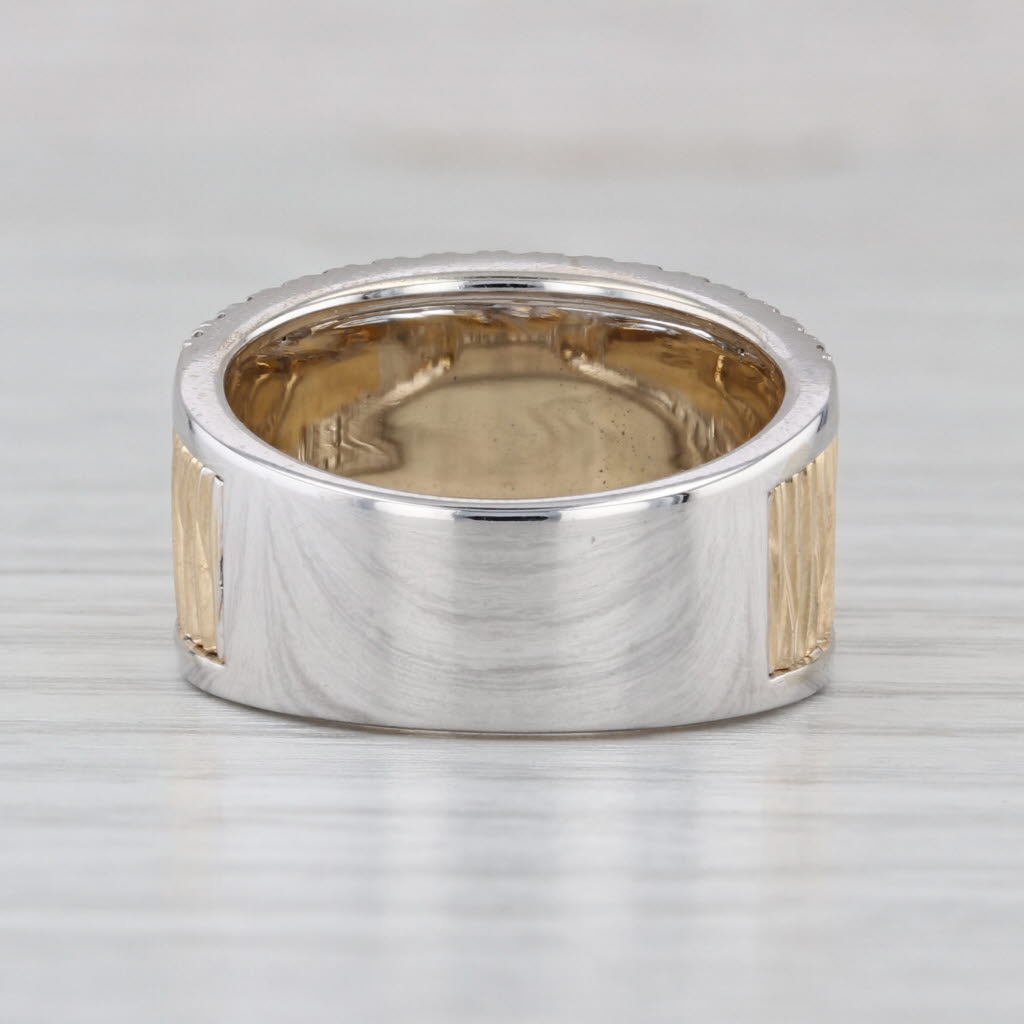Allison Kaufman 0.20ctw Diamond Wide Band Textured Ring 14k Yellow White Gold