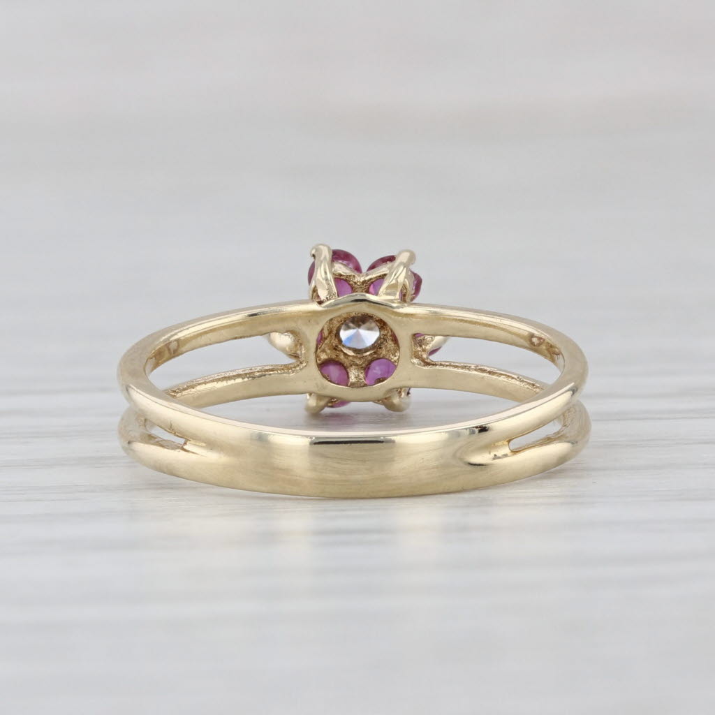 0.39ctw Ruby Diamond Flower Ring 14k Yellow Gold Size 5.75