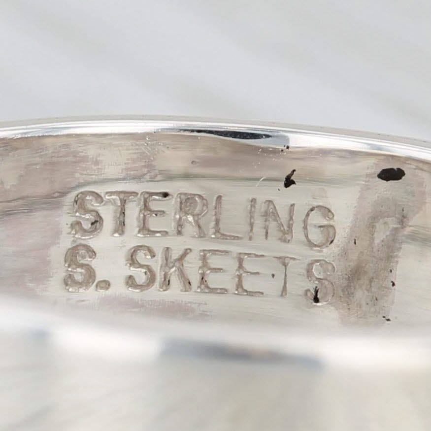 Gray Native American Scott Skeet Patterned Ring Sterling Silver 14k Gold Band