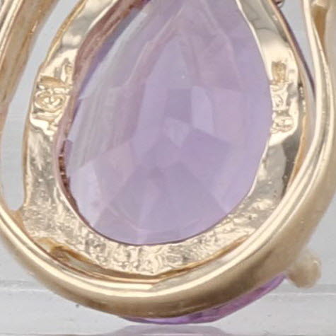 1.10ct Pear Amethyst Pendant 14k Yellow Gold Diamond Accent Teardrop